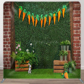 Aperturee - Aperturee Greenery Wall Carrot Bunny Easter Pillow Case Backdrop