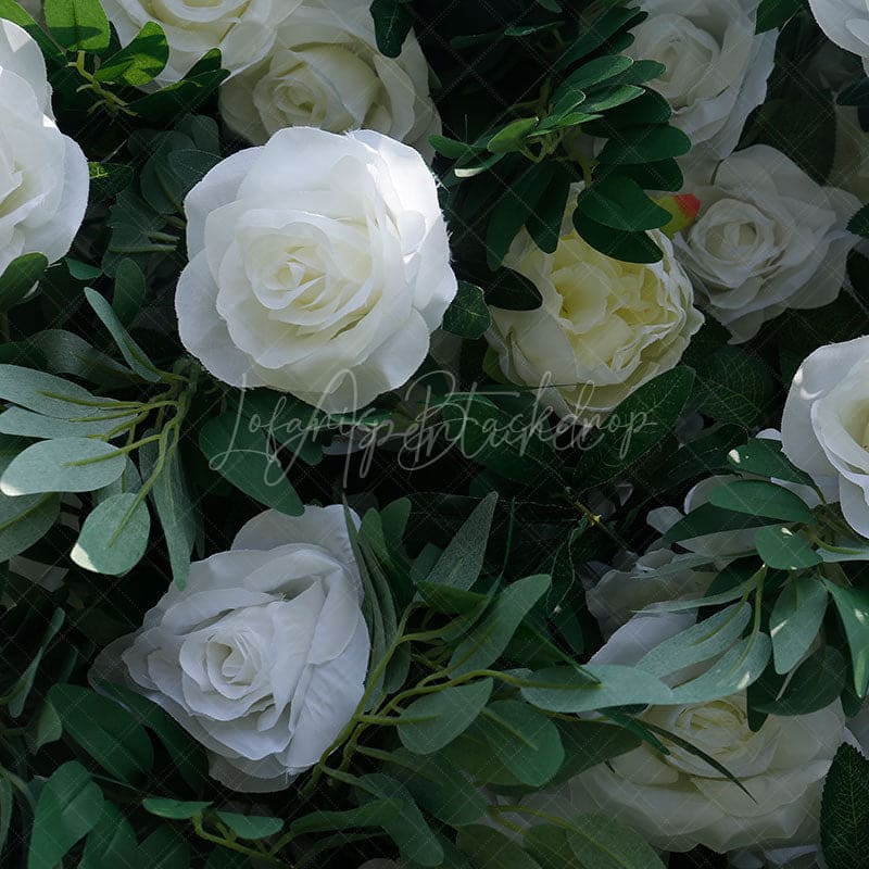 Aperturee - Aperturee Greenery White Rose Arch Flower Wall For Wedding