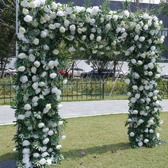 Aperturee - Aperturee Greenery White Rose Arch Flower Wall For Wedding