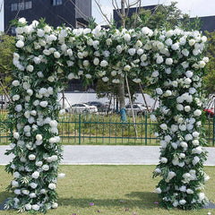 Aperturee - Aperturee Greenery White Rose Arch Flower Wall For Wedding