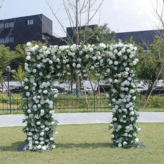 Aperturee - Aperturee Greenery White Rose Arch Flower Wall For Wedding