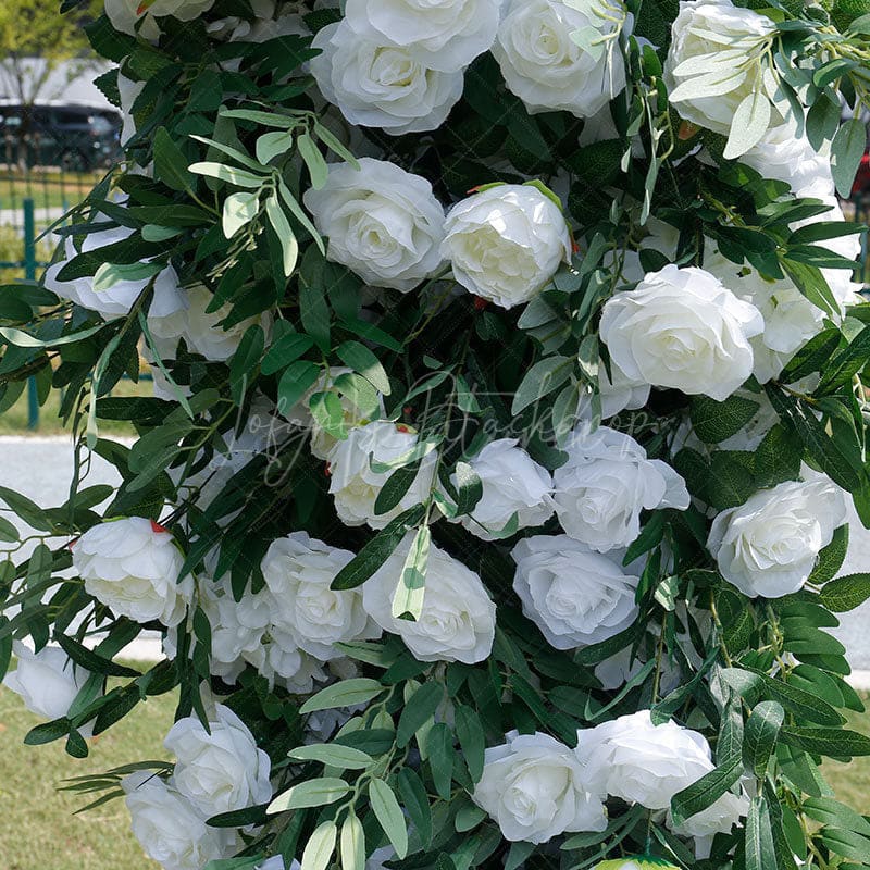 Aperturee - Aperturee Greenery White Rose Arch Flower Wall For Wedding
