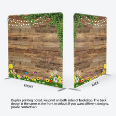 Aperturee - Aperturee Greenery Wildflower Wood Grain Pillow Cover Backdrop