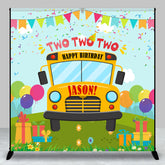 Aperturee - Aperturee Greenfield School Bus Custom Name Birthday Backdrop