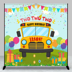 Aperturee - Aperturee Greenfield School Bus Custom Name Birthday Backdrop