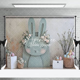 Aperturee - Aperturee Grey Abstract Wall Bunny Eggs Floral Easter Backdrop
