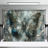 Aperturee - Aperturee Grey Blue Artistic Abstract Butterfly Photo Backdrop