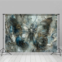 Aperturee - Aperturee Grey Blue Artistic Abstract Butterfly Photo Backdrop