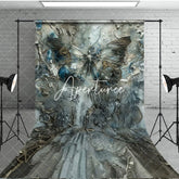 Aperturee - Aperturee Grey Blue Artistic Abstract Butterfly Sweep Backdrop