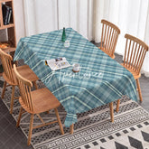 Aperturee - Aperturee Grey Blue Check Pattern Rectangle Tablecloth
