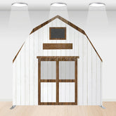 Aperturee - Aperturee Grey Brown Farm Barn Door Arch Birthday Backdrop