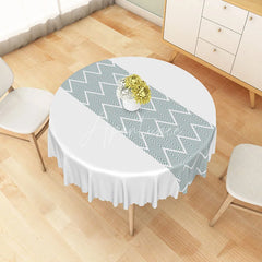 Aperturee - Aperturee Grey Chevron Stripe Runner Style Round Tablecloth Modern Geometric Pattern for Wedding and Home