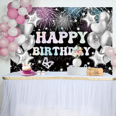 Aperturee - Aperturee Grey Glitter Balloons Celebrate Birthday Backdrop