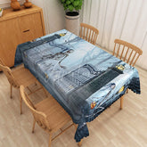 Aperturee - Aperturee Grey Halloween Rectangle Tablecloth with Skeletons and Jack O’ Lanterns for Spooky Party Decor