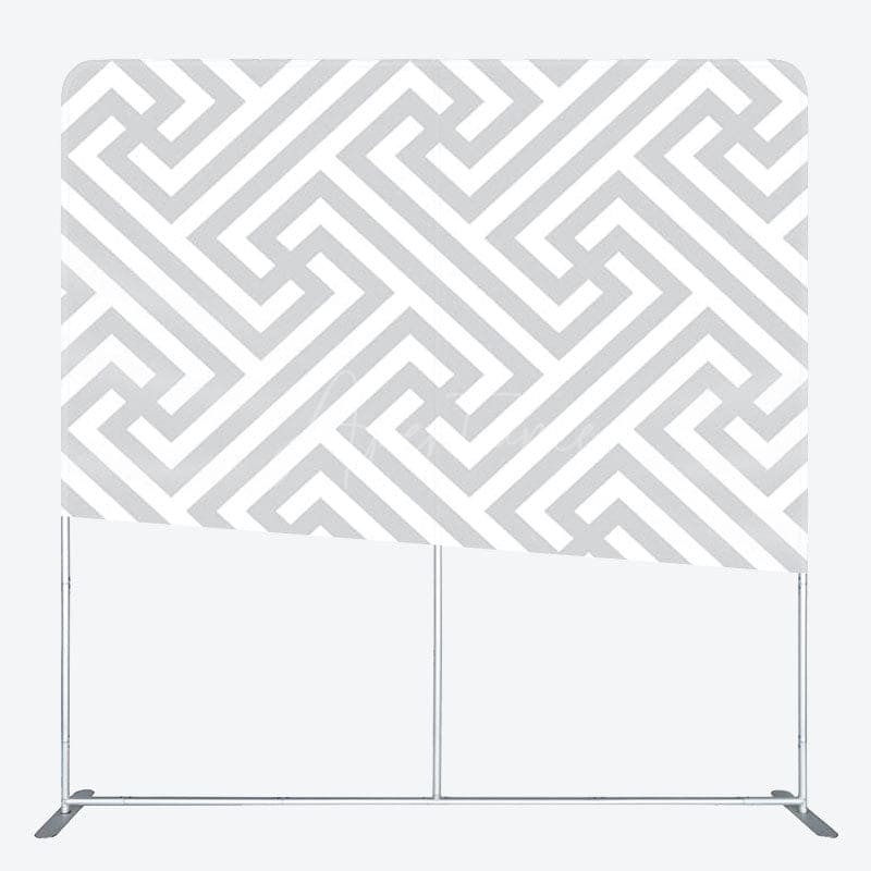 Aperturee - Aperturee Grey Maze Style Pattern White Party Backdrop Decor