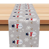 Aperturee - Aperturee Grey Snowflakes Snowman Repeat Christmas Table Runner