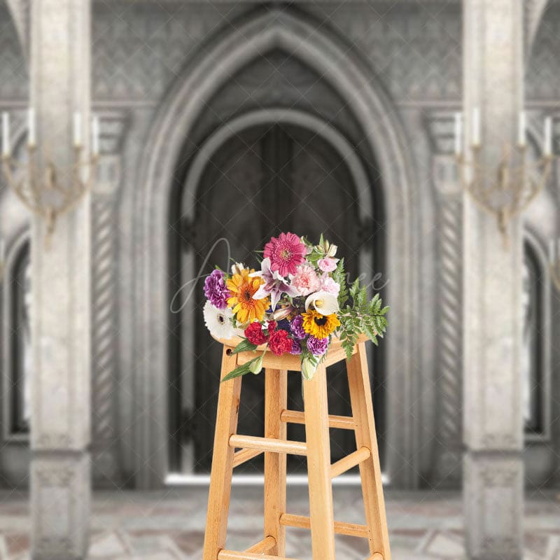 Aperturee - Aperturee Grey Toned Auditorium Candle Photography Backdrop