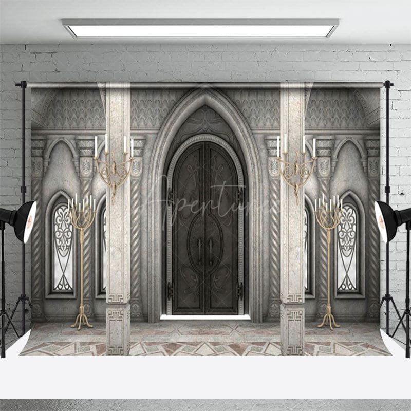 Aperturee - Aperturee Grey Toned Auditorium Candle Photography Backdrop