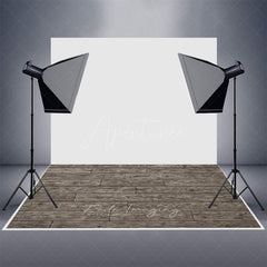 Aperturee - Aperturee Grey Vibe Wood Pattern Rubber Floor Mat For Photo