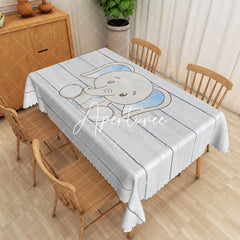 Aperturee - Aperturee Grey Wood Grain Elephant Rectangular Tablecloth