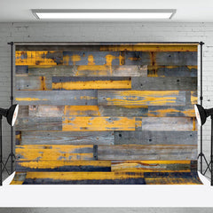 Aperturee - Aperturee Grey Yellow Messy Wood Grain Photography Backdrop