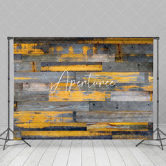 Aperturee - Aperturee Grey Yellow Messy Wood Grain Photography Backdrop