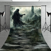 Aperturee - Aperturee Grim Reaper in Haunted Graveyard Sweep Backdrop Misty Ghost Scene for Fine Art Spooky Halloween Portraits