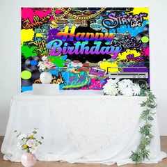 Aperturee - Aperturee Groovy Colorful Happy Birthday Celebration Backdrop