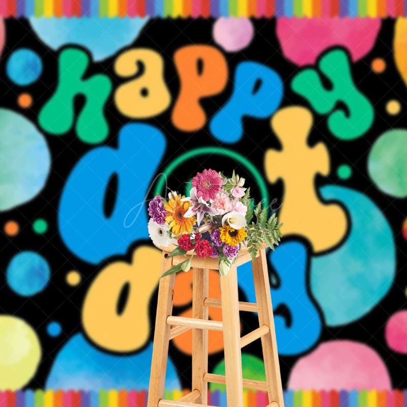 Aperturee - Aperturee Groovy Smiley Face Colorful Happy Dot Day Backdrop