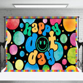 Aperturee - Aperturee Groovy Smiley Face Colorful Happy Dot Day Backdrop