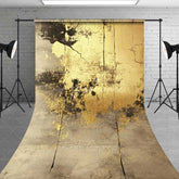 Aperturee - Aperturee Grunge Grey Concrete Wall Backdrop Abstract Gold Paint Splash Fine Art Photography Background