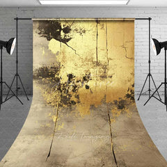 Aperturee - Aperturee Grunge Grey Concrete Wall Backdrop Abstract Gold Paint Splash Fine Art Photography Background