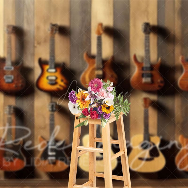 Aperturee - Aperturee Guitar Collection Wooden Wall Photography Backdrop