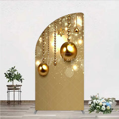 Aperturee - Aperturee Half Moon Arch Backdrop Christmas Gold Baubles Luxury Hanging Ornaments Sparkle Half Moon Arch Cover
