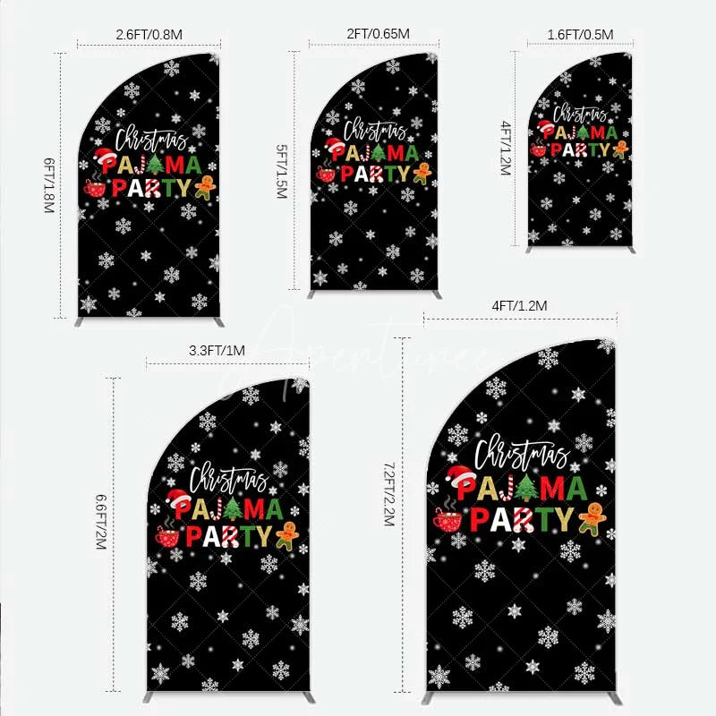 Aperturee - Aperturee Half Moon Arch Backdrop Christmas Pajama Party Winter Gingerbread Man Cocoa Snowflake Half Moon Arch Cover
