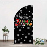 Aperturee - Aperturee Half Moon Arch Backdrop Christmas Pajama Party Winter Gingerbread Man Cocoa Snowflake Half Moon Arch Cover