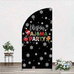 Aperturee - Aperturee Half Moon Arch Backdrop Christmas Pajama Party Winter Gingerbread Man Cocoa Snowflake Half Moon Arch Cover