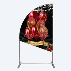 Aperturee - Aperturee Half Moon Arch Backdrop Red Gold Balloons Happy Birthday Cover Black Floral Rose Chiara Wall Background Party