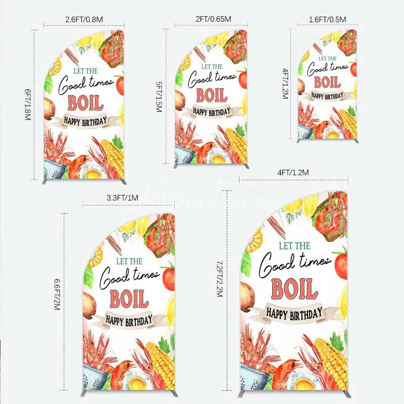 Aperturee - Aperturee Half Moon Arch Backdrop Seafood Boil Birthday Summer Crawfish Lemon Good Times Half Moon Arch Cover