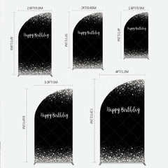 Aperturee - Aperturee Half Moon Arch Backdrop Silver Diamonds Glitz Black Background Sparkle Happy Birthday Half Moon Arch Cover