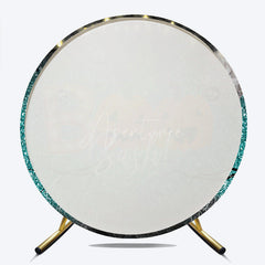 Aperturee Aperturee Halloween Boo Bash Round Backdrop Teal Glitter with Pumpkins and Spiders Spooky Cute Kids Party Photo Prop