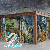 Aperturee - Aperturee Halloween Castle Waterproof Printed Outdoor Curtains