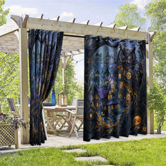 Aperturee - Aperturee Halloween City Waterproof Printed Outdoor Curtains