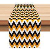 Aperturee - Aperturee Halloween Geometric Table Runner with Orange Black and White Triangles for Modern Party Decor