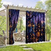Aperturee - Aperturee Halloween House Waterproof Printed Outdoor Curtains