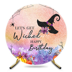 Aperturee - Aperturee Halloween Lets Get Wicked Round Birthday Backdrop