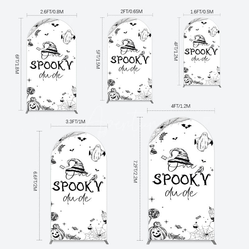 Aperturee - Aperturee Halloween One Spooky Dude Birthday Arch Backdrop