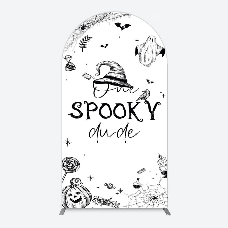 Aperturee - Aperturee Halloween One Spooky Dude Birthday Arch Backdrop