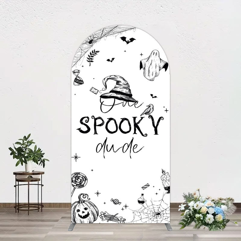 Aperturee - Aperturee Halloween One Spooky Dude Birthday Arch Backdrop