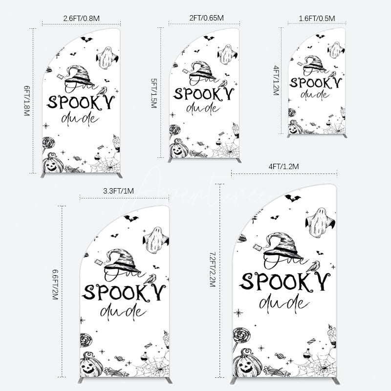 Aperturee - Aperturee Halloween One Spooky Dude Birthday Half Moon Arch Backdrop